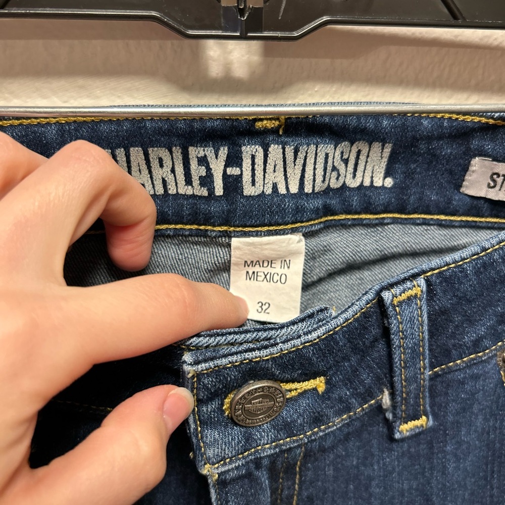 Women’s Harley-Davidson Dark Blue Straight Leg Jeans Size 14/32 - Picture 2 of 9